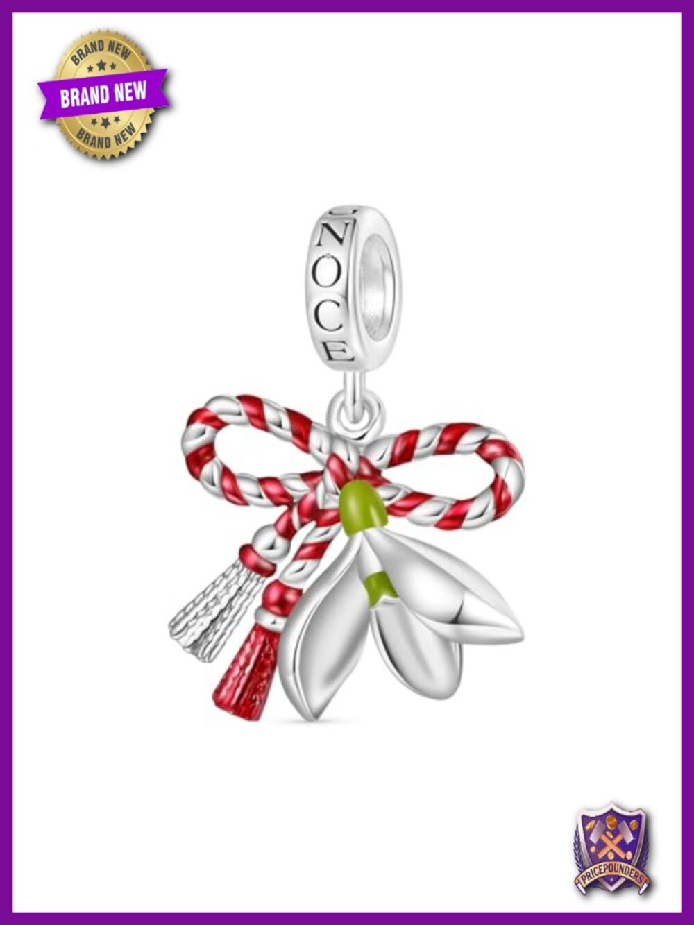 925 Sterling Silver March Martisor Flower Charm Pendant Bracelet for Women